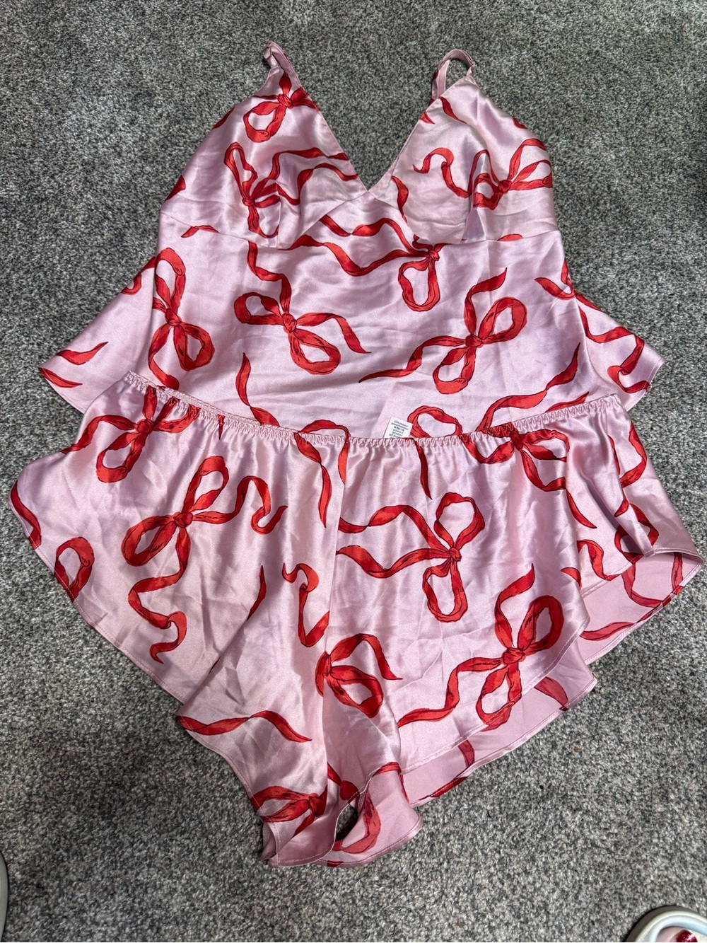Victoria's Secret Pink Satin Bow-Print Cami & Shorts Set